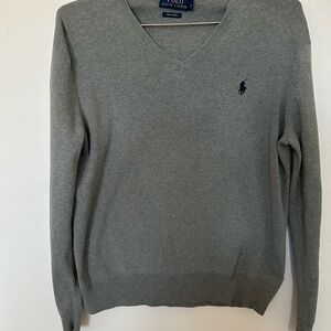 Ralph Lauren Men's V-Neck Sweater in Heather Gray